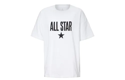 Converse T Shirts Women's White Crew Neck Moderate Straight Fit