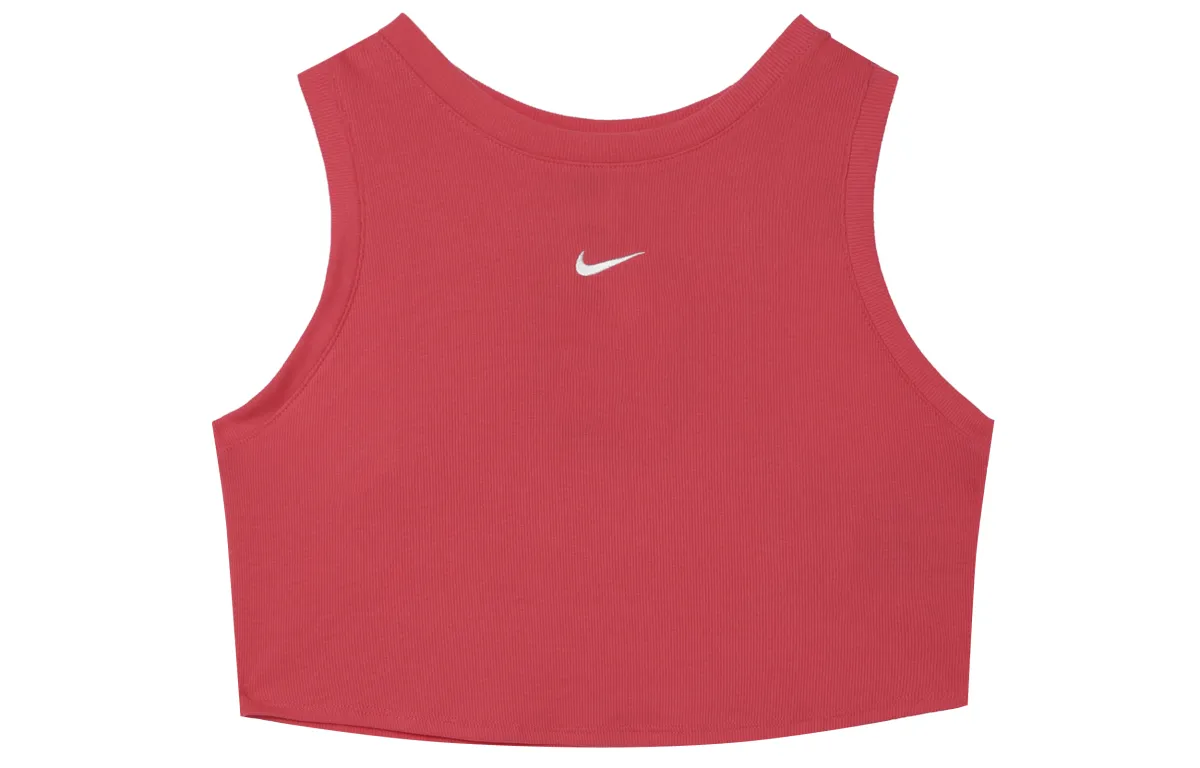 Nike Tank Tops Women's Light Fused Red Crew Neck Moderate Straight Fit
