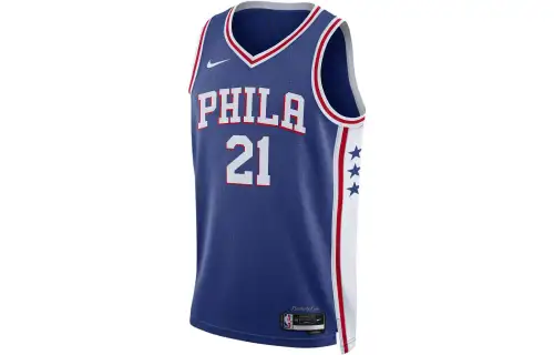Nike NBA team printed jersey SW fan version 22-23 season logo limited 76ers Embiid No. 21 basketball vest for men and women