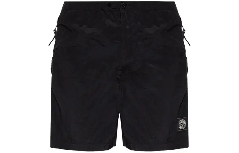 STONE ISLAND Logo patch Crinkled Swim Shorts