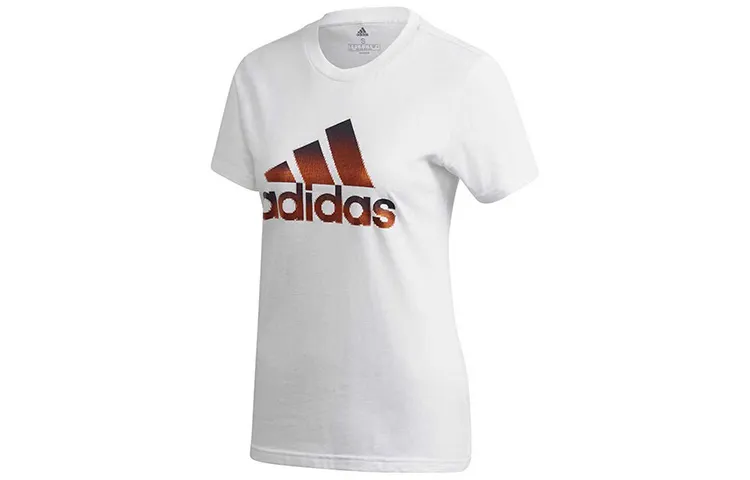 Adidas T-Shirts Women's White Crew Neck Moderate Straight Fit