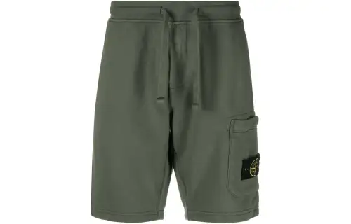 Stone Island Compass-appliqué cotton shorts