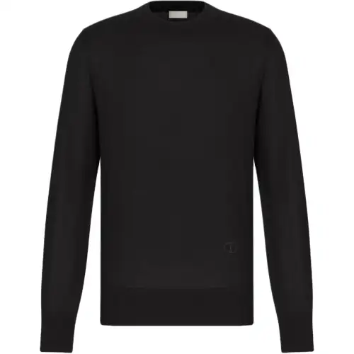 DIOR Cashmere Sweaters Men's Black Crew Neck Moderate