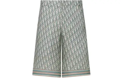 DIOR SS24 Oblique Bermuda Shorts Casual Shorts Men's Gray Green
