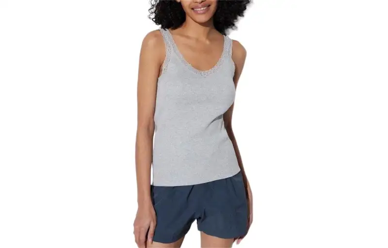 UNIQLO Tank Tops Women's Gray V Neck Moderate Other