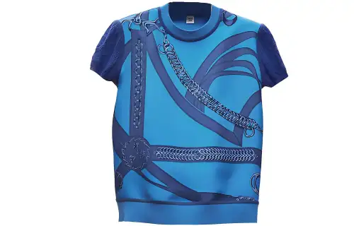 HERMES Crop Tops Women's Blue Crew Neck Moderate