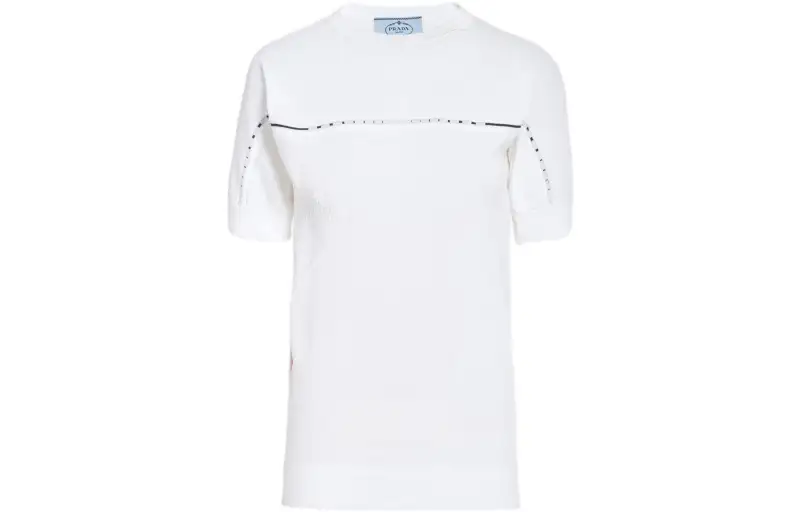 PRADA Crop Tops Women's White Crew Neck Moderate