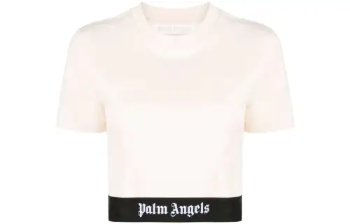PALM ANGELS Crop Tops Women's Beige Crew Neck Moderate