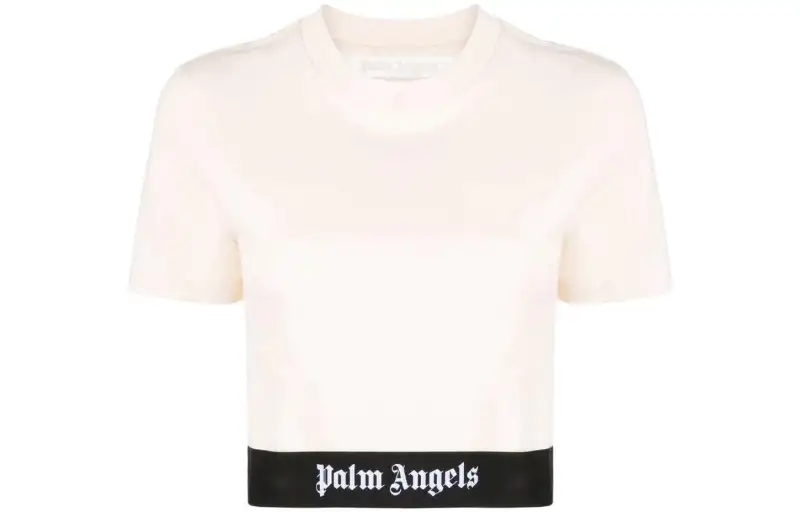 PALM ANGELS Crop Tops Women's Beige Crew Neck Moderate