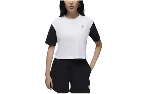 Jordan Crop Tops Women's White Crew Neck Moderate