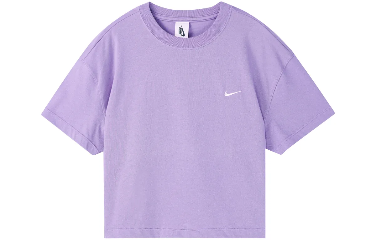 NikeLab Women's Logo Cropped Crewneck T-Shirt Purple