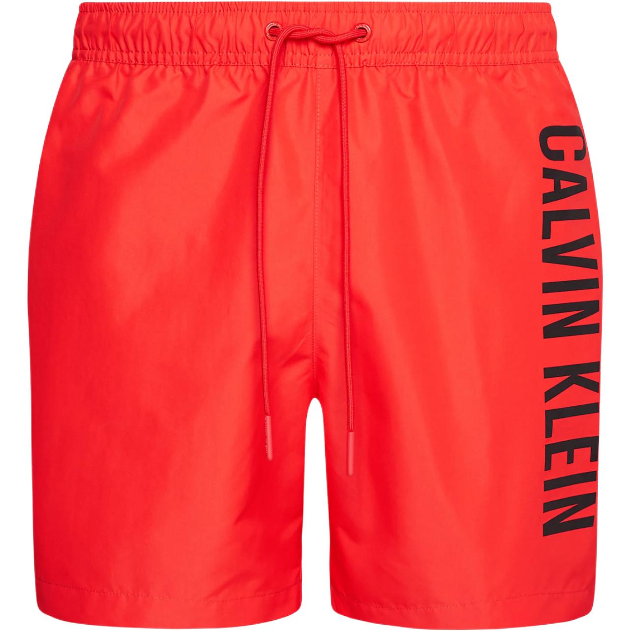 CALVIN KLEIN INTENSE POWER series elastic drawstring quick-drying fabric open pocket swimming trunks European version men's hot red