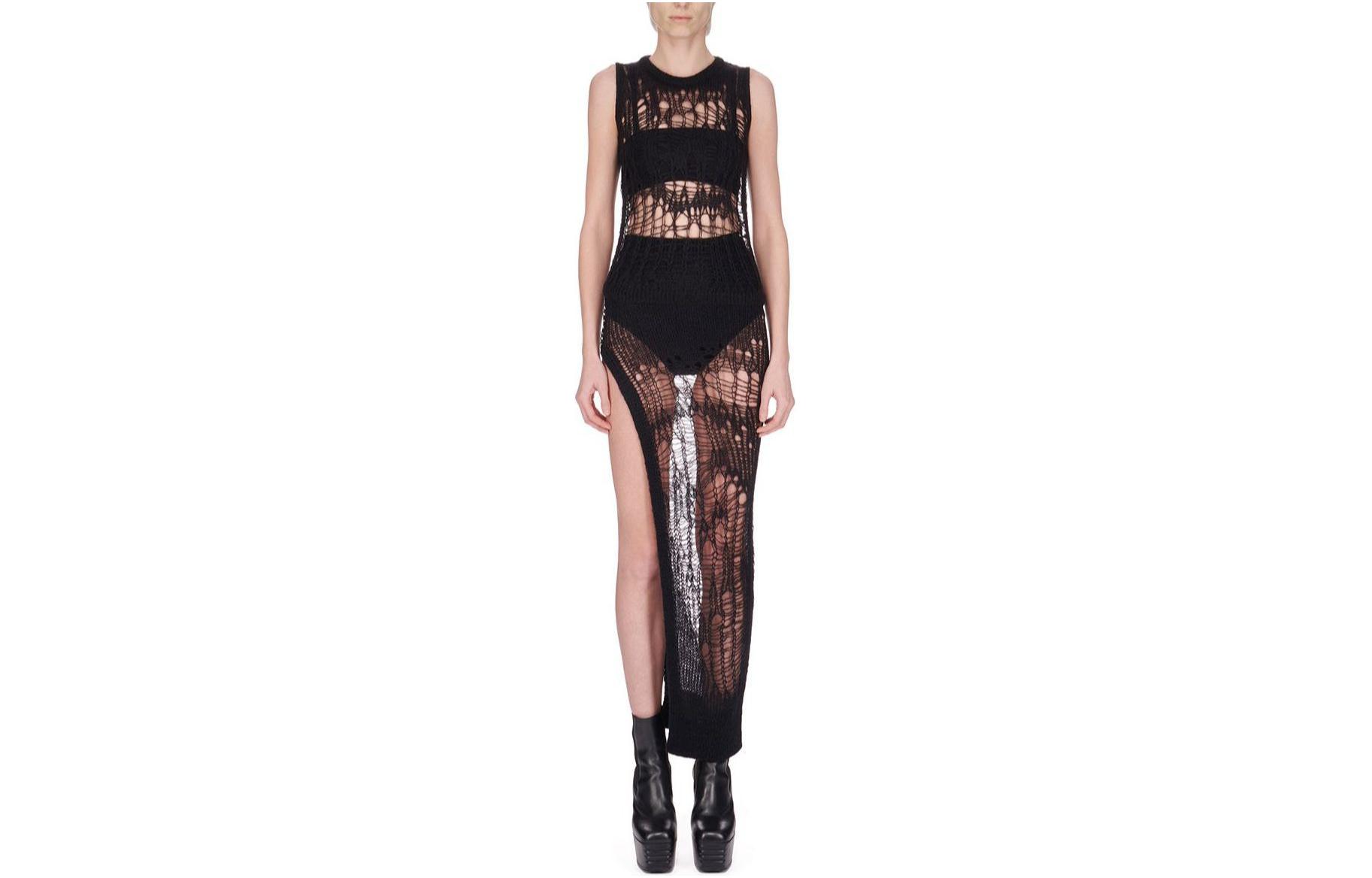 RICK OWENS/RO Lido Spider Tank Net Knit Tank Top Women's Black