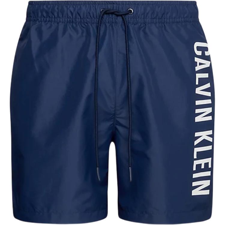 CALVIN KLEIN INTENSE POWER series quick-drying open pocket letter elastic swimming trunks European version men's navy blue