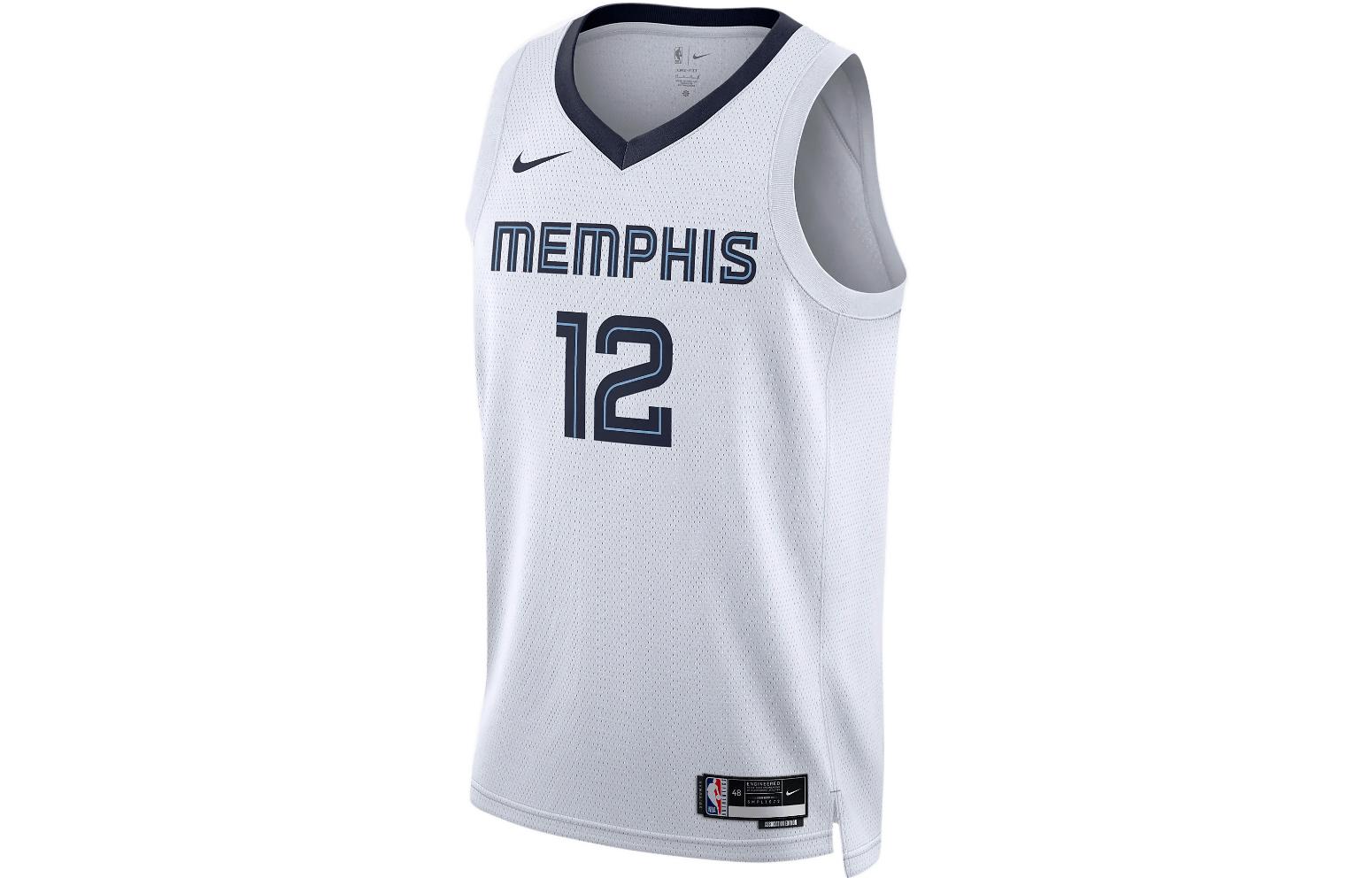Nike Dri-Fit NBA team printed moisture-wicking quick-drying jersey SW fan version 22-23 season league limited Grizzlies Morant No. 12 basketball vest same style for men and women white