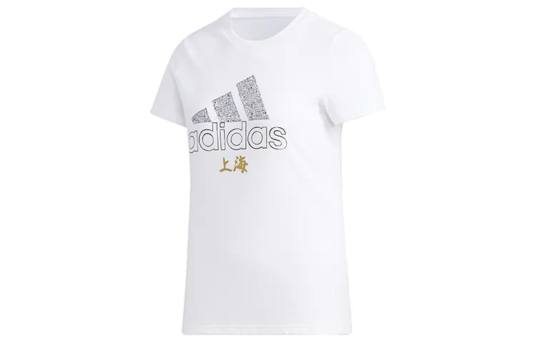 Adidas T-Shirts Women's White Crew Neck Moderate Straight Fit