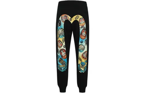 EVISU Casual Pants Men's Black Moderate Cuffed Pants