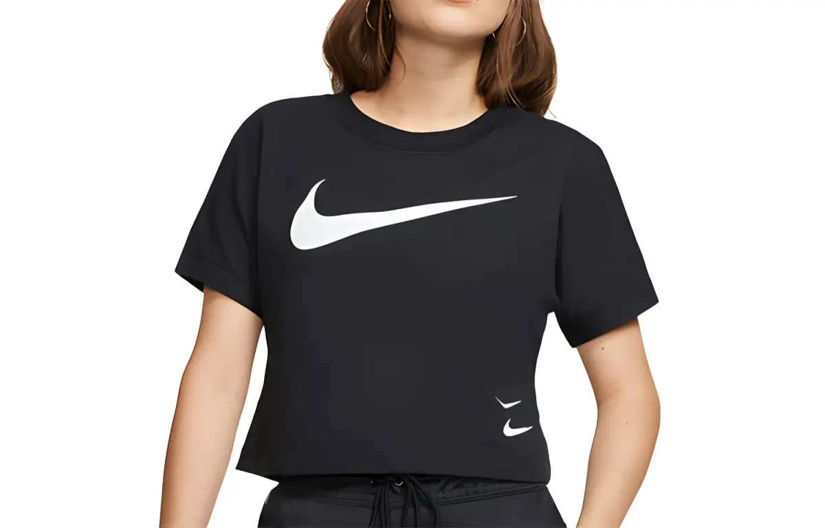 Nike Crop Tops Women's Black Crew Neck Moderate