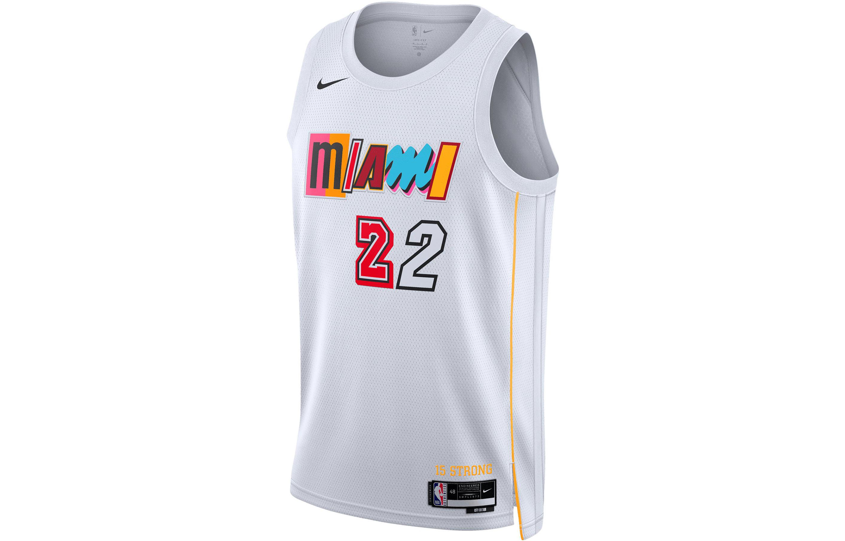 Nike NBA team letter printed city version jersey vest SW fan version 22-23 season Heat Butler No. 22 basketball vest men and women white