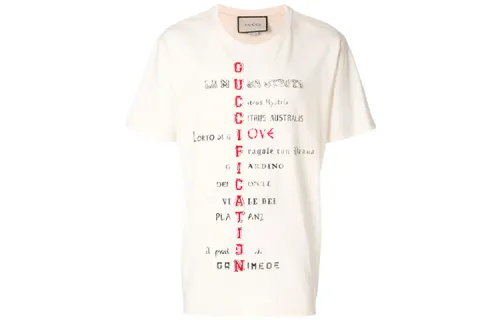 GUCCI Drop Shoulder Sleeve T Shirt Women's Ecru
