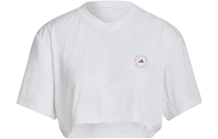 Adidas ASMC Crop Tops Women's White Crew Neck Moderate