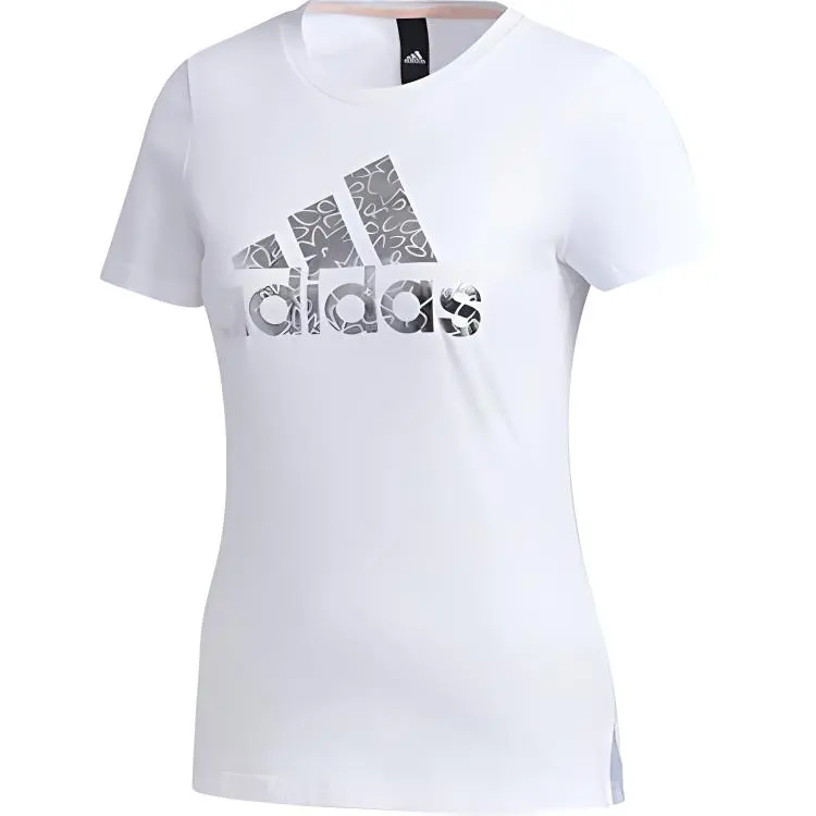 Adidas T-Shirts Women's White Crew Neck Moderate Straight Fit