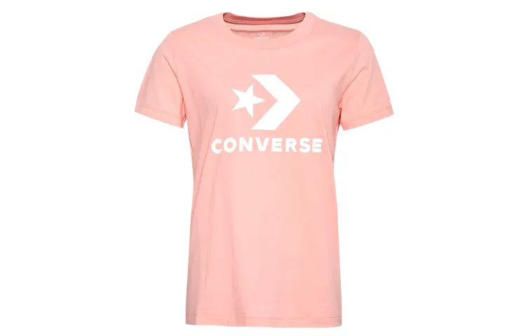Converse T-Shirts Women's Pink Crew Neck Moderate Straight Fit