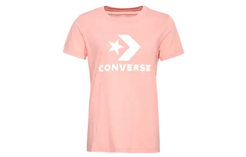 Converse T Shirts Women's Pink Crew Neck Moderate Straight Fit