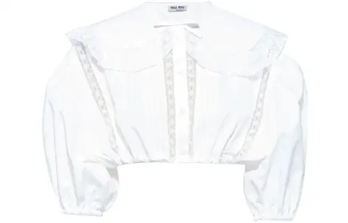 MIU MIU Crop Tops Women's White Crew Neck Moderate
