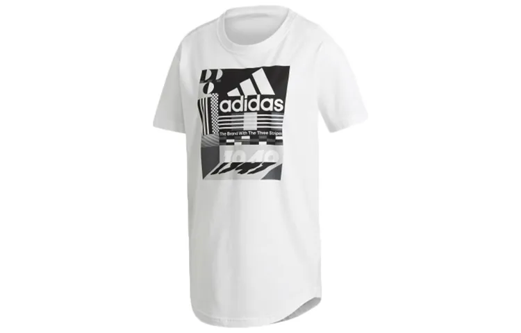 Adidas T-Shirts Women's White Crew Neck Moderate Straight Fit
