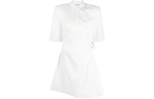 OFF WHITE SS21 Short Sleeved Dresses Women's White Pointed Collar Moderate