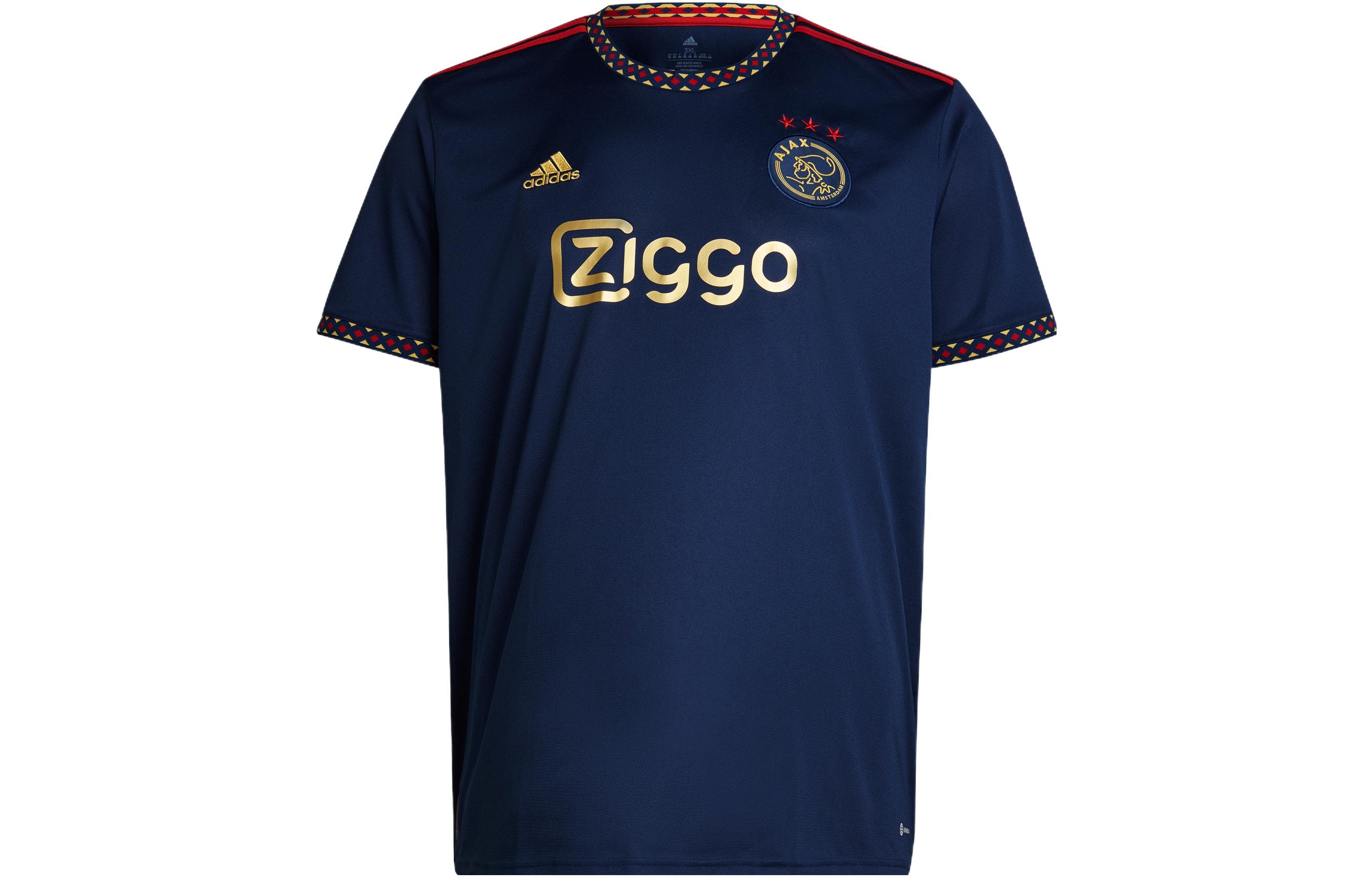 Adidas Letter Printed Round Neck Short Sleeve Football Jersey Fan Version Ajax Away Men's Navy Blue