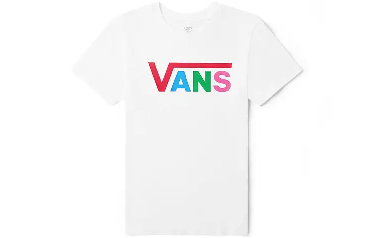 Vans T Shirts Women's White Crew Neck Moderate Straight Fit