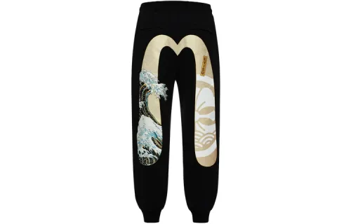EVISU Casual Pants Men's Black Moderate Cuffed Pants