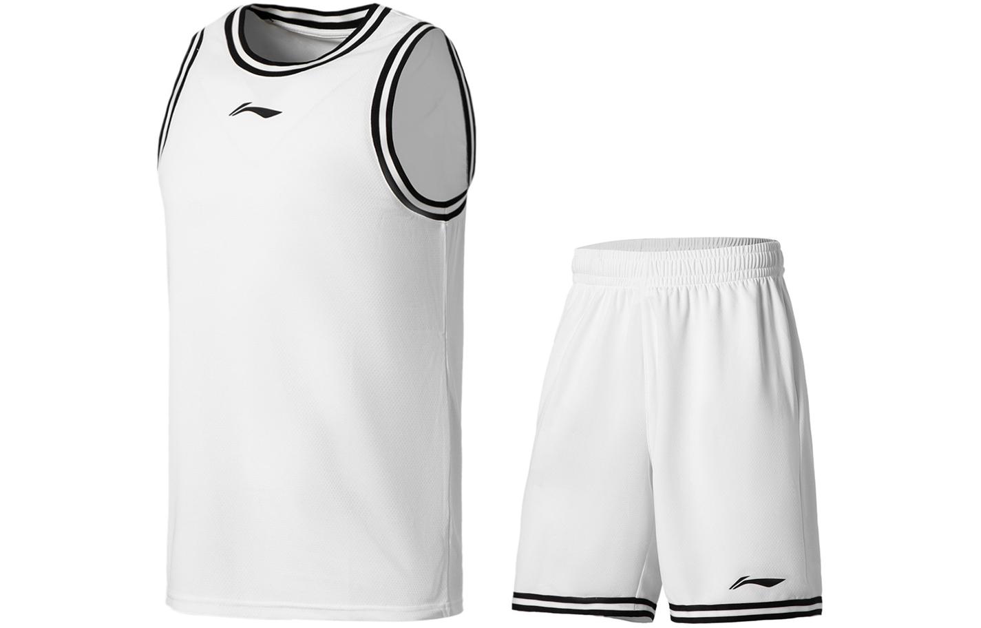 Li Ning Basketball Collection Casual Sportswear Men’s Standard White/Black & White Webbing
