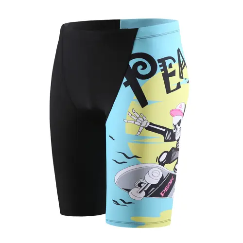 Peak printed anti-embarrassment large size professional quick-drying five-point beach swimming trunks men's skateboard graffiti style