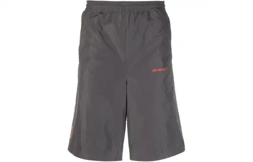 OFF WHITE Casual Shorts, Loose Fit Men's Gray
