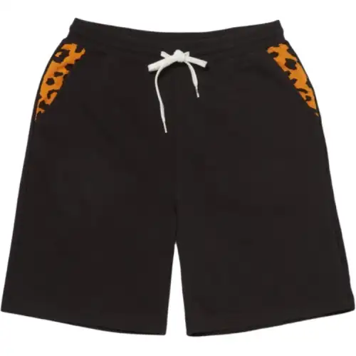 Vans X Mark SBTG joint model Asian artist joint model leopard print stitching sports elastic lace mid-waist three-point casual shorts men's black