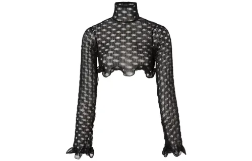 Burberry Crop Tops Women's Black Turtleneck Moderate