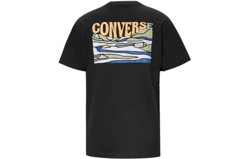 Converse T Shirts Women's Black Crew Neck Moderate Straight Fit