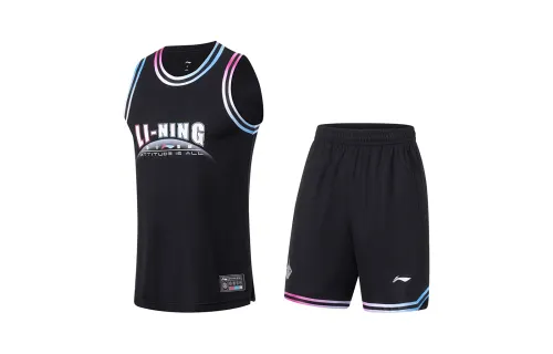 Li Ning, sports basketball black basketball uniform with letters, men's style