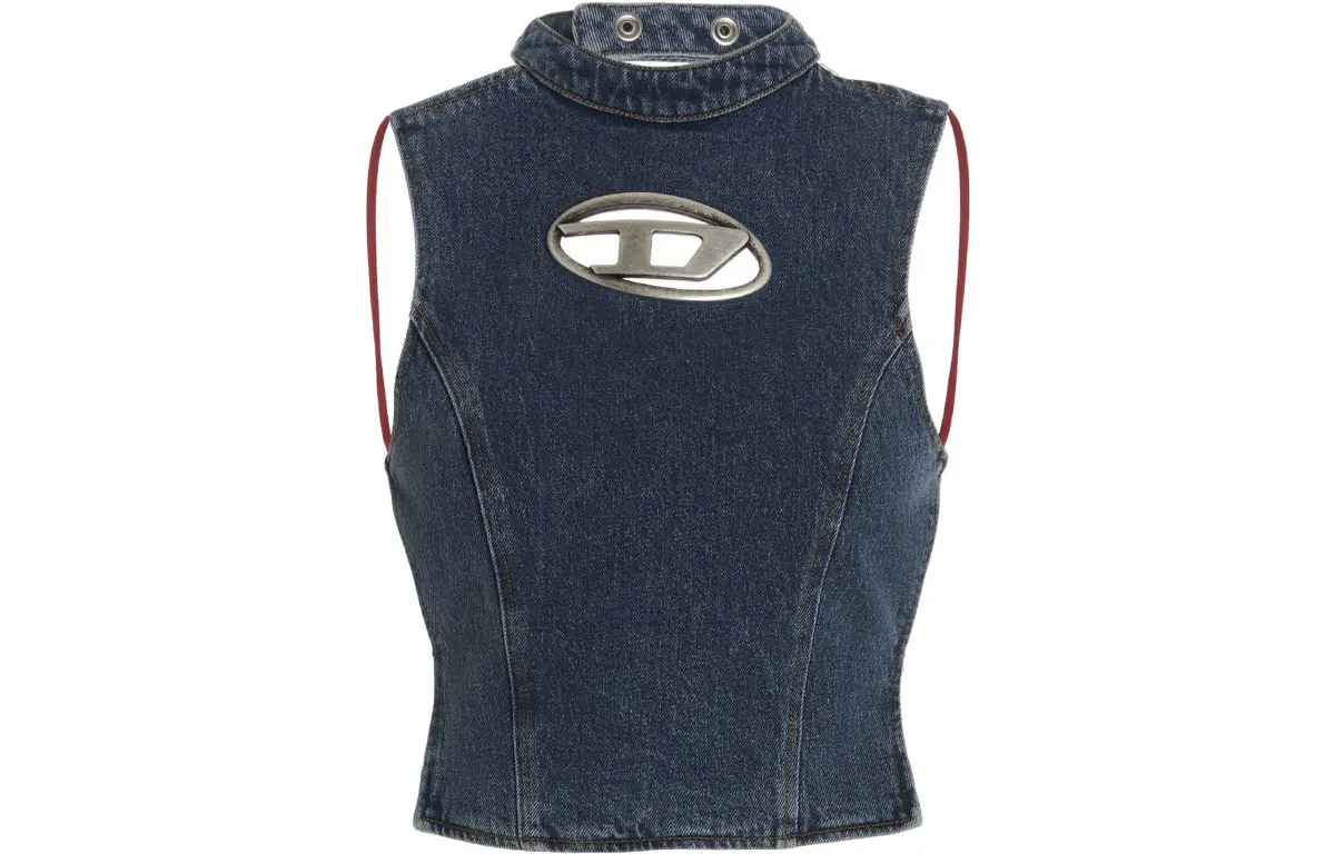 DIESEL Thea Fringes D Logo Denim Top 'Blue'