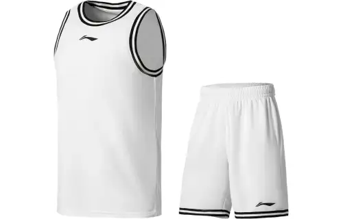 Li Ning, basketball T-shirt with a round collar, shorts, white set, with your logo imprint, men's style