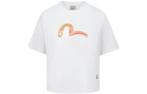 EVISU T Shirts Women's White Crew Neck Moderate Straight Fit