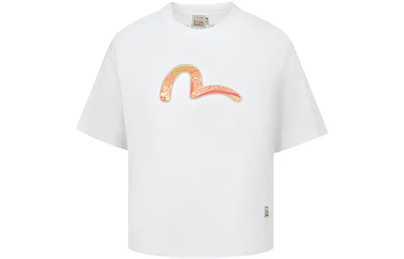 EVISU T Shirts Women's White Crew Neck Moderate Straight Fit