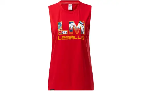 Reebok Tank Tops Women's Red Crew Neck Moderate Straight Fit