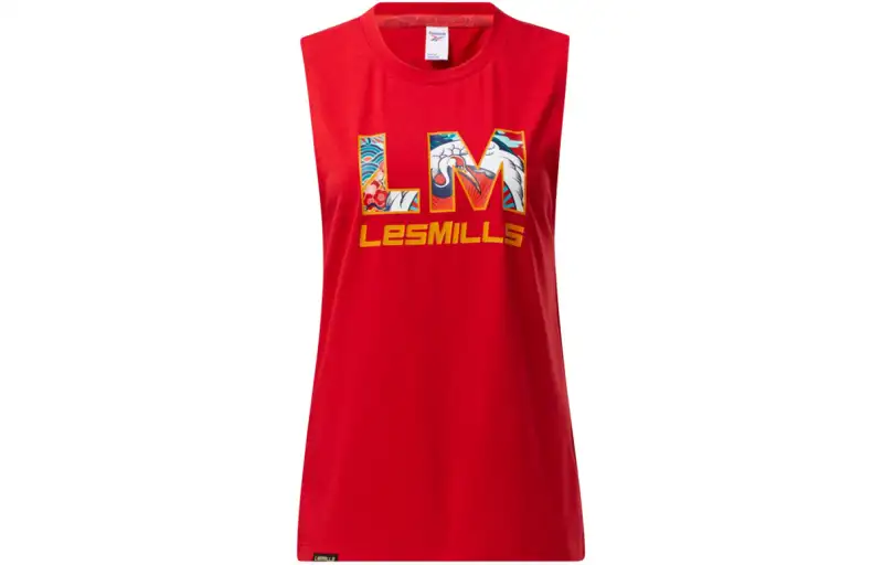 Reebok Tank Tops Women's Red Crew Neck Moderate Straight Fit
