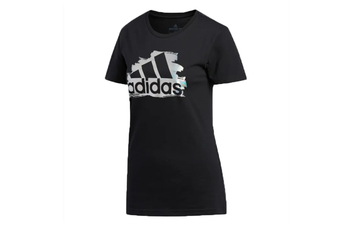 Adidas T-Shirts Women's Black Crew Neck Moderate Straight Fit