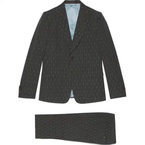 GUCCI Business Suits Men's Dark Gray Suit Collar Moderate