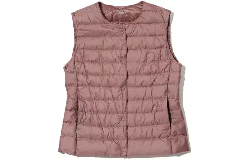 UNIQLO Tank Tops Women's Peach Pink Crew Neck Moderate Straight Fit